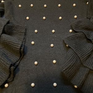 Black sweater with pearls, size S